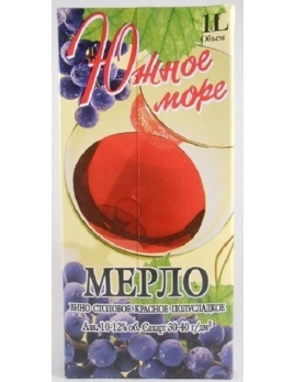Вино Южное Море / Мерло Россия красное полусладкое 1л 12%
