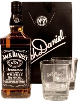Виски Джек Дэниел'с / Тенесси купажированный США 0,7 л 40% ПУ+2 стакана