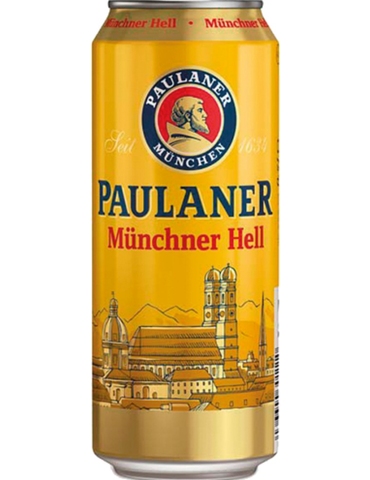 Пиво Пауланер / Мюнхенское Германия фильтрованное светлое банка 0.5л  4,9 %